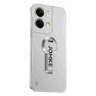 For OPPO Reno9 Pro Baking Varnish 360 Rotate Holder No Frame PC Phone Case(Silver) - 1