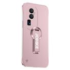 For OPPO Reno10 Pro+ Baking Varnish 360 Rotate Holder No Frame PC Phone Case(Pink) - 1