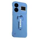 For Realme GT5 Baking Varnish 360 Rotate Holder No Frame PC Phone Case(Blue) - 1