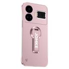 For Realme GT5 Baking Varnish 360 Rotate Holder No Frame PC Phone Case(Pink) - 1