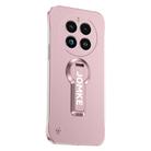 For Realme GT5 Pro Baking Varnish 360 Rotate Holder No Frame PC Phone Case(Pink) - 1