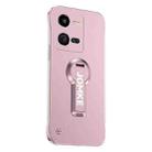 For vivo iQOO 10 Pro Baking Varnish 360 Rotate Holder No Frame PC Phone Case(Pink) - 1