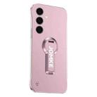 For Samsung Galaxy S24 5G Baking Varnish 360 Rotate Holder No Frame PC Phone Case(Pink) - 1