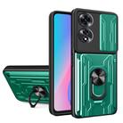 For OPPO A60 4G Sliding Camshield TPU+PC Phone Case with Card Slot(Dark Green) - 1