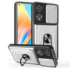 For OPPO A78 4G Global Sliding Camshield TPU+PC Phone Case with Card Slot(White) - 1