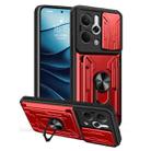 For Realme 14 5G Sliding Camshield TPU+PC Phone Case with Card Slot(Red) - 1