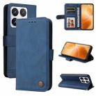 For Xiaomi 14T Pro Skin Feel Life Tree Metal Button Leather Phone Case(Blue) - 1