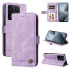 For Xiaomi 14T Skin Feel Life Tree Metal Button Leather Phone Case(Purple) - 1