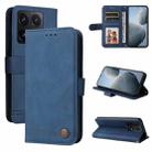 For Xiaomi 14T Skin Feel Life Tree Metal Button Leather Phone Case(Blue) - 1