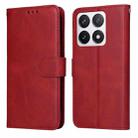 For Xiaomi 14T Pro Classic Calf Texture Flip Leather Phone Case(Red) - 1