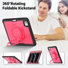 For iPad Pro 11 2024 Honeycomb Hybrid Tablet Case with Handle Holder & Strap(Rose Red) - 2