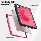 For iPad Pro 11 2024 Honeycomb Hybrid Tablet Case with Handle Holder & Strap(Rose Red) - 3