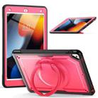 For iPad 10.2 2021 / 2020 / 10.5 2019 Honeycomb Hybrid Tablet Case with Handle Holder & Strap(Rose Red) - 1