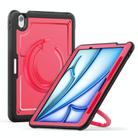 For iPad Air 11 2025 / 2024 Honeycomb Hybrid Tablet Case with Handle Holder & Strap(Rose Red) - 1