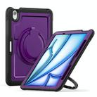 For iPad Air 11 2025 / 2024 Honeycomb Hybrid Tablet Case with Handle Holder & Strap(Purple) - 1