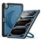 For iPad Pro 13 2024 Honeycomb Hybrid Tablet Case with Handle Holder & Strap(Navy Blue) - 1