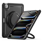 For iPad Pro 13 2024 Honeycomb Hybrid Tablet Case with Handle Holder & Strap(Black) - 1