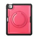 For iPad Pro 13 2024 Honeycomb Hybrid Tablet Case with Handle Holder & Strap(Rose Red) - 2