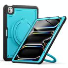 For iPad Pro 13 2024 Honeycomb Hybrid Tablet Case with Handle Holder & Strap(Light Blue) - 1