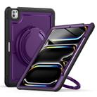 For iPad Pro 13 2024 Honeycomb Hybrid Tablet Case with Handle Holder & Strap(Purple) - 1