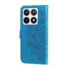 For Xiaomi 14T Pro Seven-petal Flowers Embossing Leather Phone Case(Blue) - 3