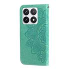 For Xiaomi 14T Pro Seven-petal Flowers Embossing Leather Phone Case(Green) - 3