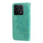 For Xiaomi 14T Seven-petal Flowers Embossing Leather Phone Case(Green) - 3