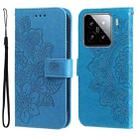 For Xiaomi 15 Seven-petal Flowers Embossing Leather Phone Case(Blue) - 1