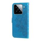 For Xiaomi 15 Seven-petal Flowers Embossing Leather Phone Case(Blue) - 3