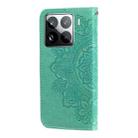 For Xiaomi 15 Pro Seven-petal Flowers Embossing Leather Phone Case(Green) - 3