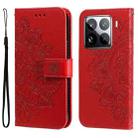 For Xiaomi 15 Pro Seven-petal Flowers Embossing Leather Phone Case(Red) - 1