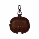 For Realme Buds Air 5 Pro Leather Earphone Protective Case with Hook(Dark Brown) - 1