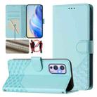 For OnePlus 9 Honeycomb Embossing RFID Leather Phone Case(Mint Green) - 1