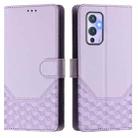 For OnePlus 9 Honeycomb Embossing RFID Leather Phone Case(Light Purple) - 2