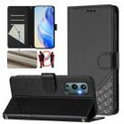 For OnePlus 9 Pro Honeycomb Embossing RFID Leather Phone Case(Black) - 1