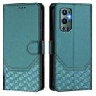 For OnePlus 9 Pro Honeycomb Embossing RFID Leather Phone Case(Peacock Green) - 2