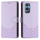 For OnePlus 9 Pro Honeycomb Embossing RFID Leather Phone Case(Light Purple) - 2