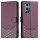 For OnePlus 9 Pro Honeycomb Embossing RFID Leather Phone Case(Violet) - 2