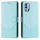 For OnePlus 9R Honeycomb Embossing RFID Leather Phone Case(Mint Green) - 2