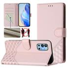 For OnePlus 9R Honeycomb Embossing RFID Leather Phone Case(Pink) - 1