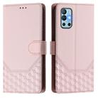 For OnePlus 9R Honeycomb Embossing RFID Leather Phone Case(Pink) - 2