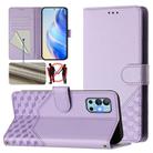 For OnePlus 9R Honeycomb Embossing RFID Leather Phone Case(Light Purple) - 1