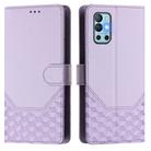 For OnePlus 9R Honeycomb Embossing RFID Leather Phone Case(Light Purple) - 2