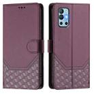 For OnePlus 9R Honeycomb Embossing RFID Leather Phone Case(Violet) - 2