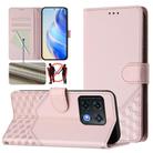 For OnePlus 10 Pro 5G Honeycomb Embossing RFID Leather Phone Case(Pink) - 1