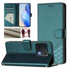 For OnePlus 10 Pro 5G Honeycomb Embossing RFID Leather Phone Case(Peacock Green) - 1