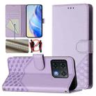 For OnePlus 10 Pro 5G Honeycomb Embossing RFID Leather Phone Case(Light Purple) - 1