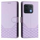 For OnePlus 10 Pro 5G Honeycomb Embossing RFID Leather Phone Case(Light Purple) - 2