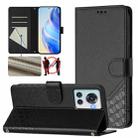 For OnePlus 10R / Ace Honeycomb Embossing RFID Leather Phone Case(Black) - 1