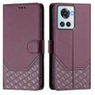 For OnePlus 10R / Ace Honeycomb Embossing RFID Leather Phone Case(Violet) - 2